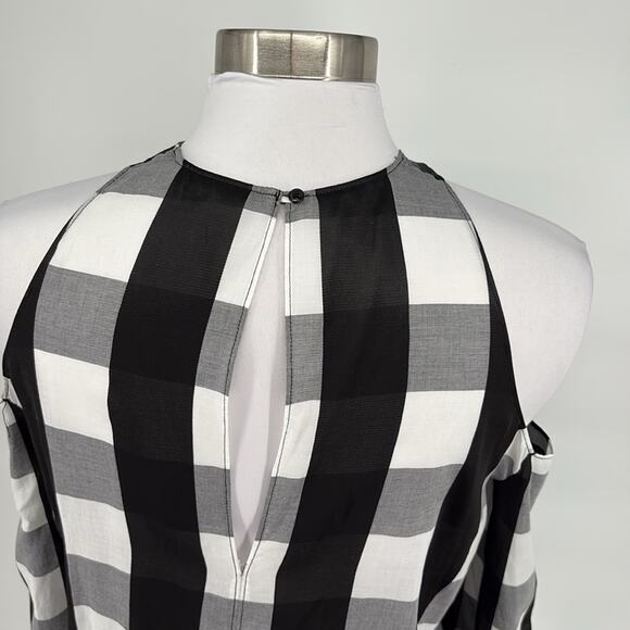 Rag & Bone Women’s Collingwood Black White Plaid Cold Shoulder Twist Front M - Picture 7 of 14